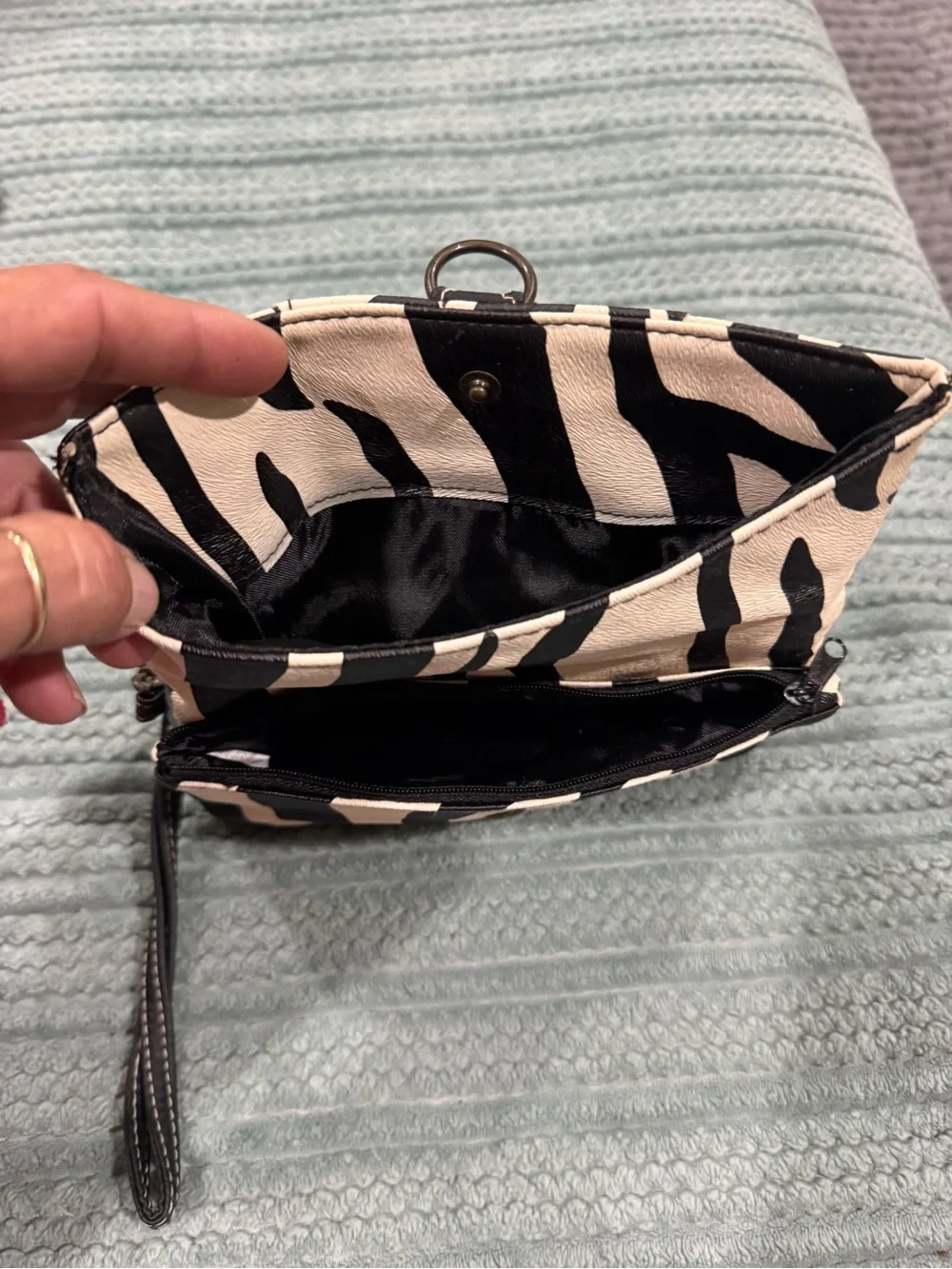 Black and White Zebra Print Wristlet Clutch